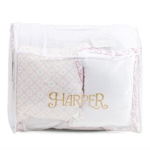 💕🔹️Harper 🔹️Pink Queen Size 9pc Embroidred Hearts Comforter Set